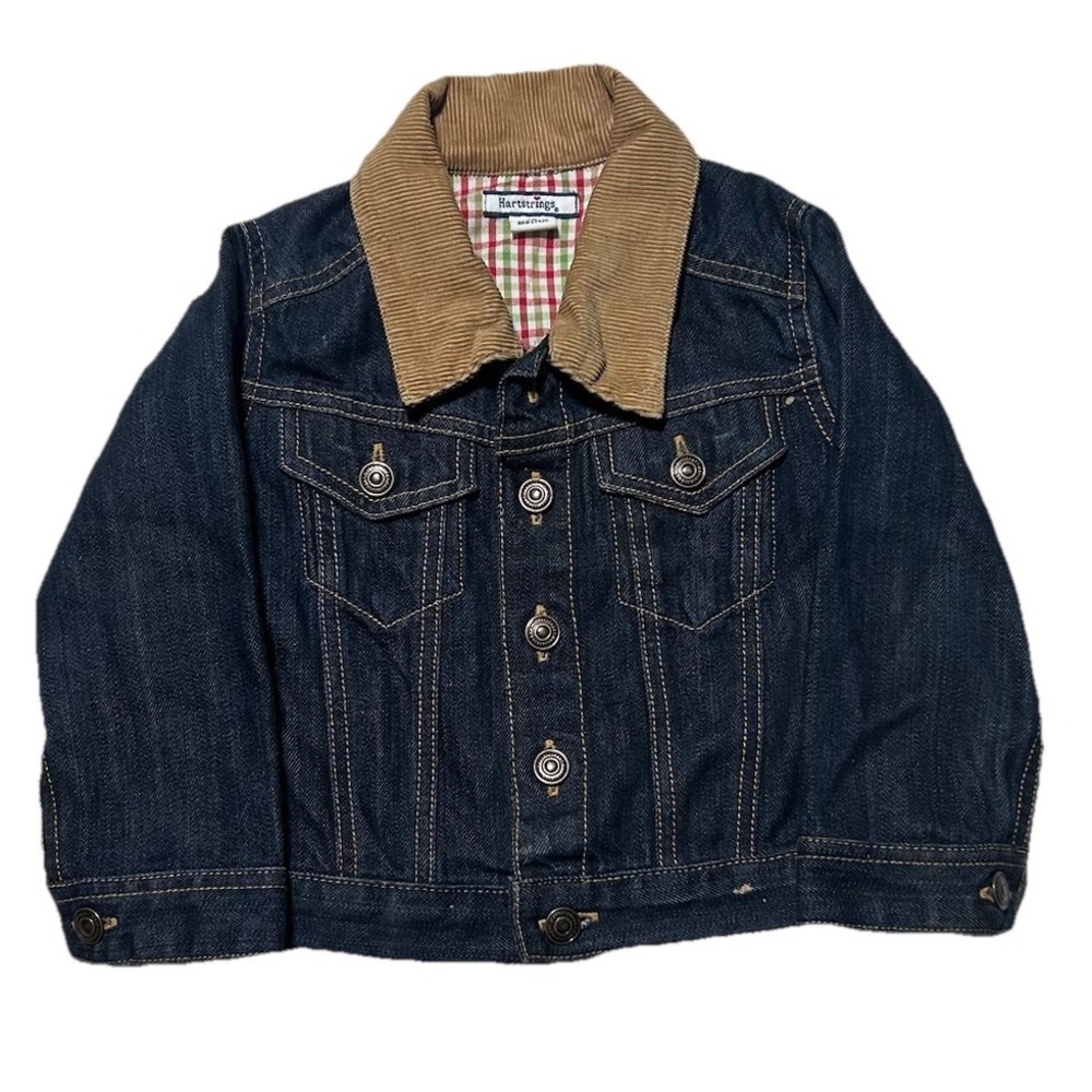Heartstrings‎ Boys 2T Blue Jean Jacket Tan Corduroy Collar Chore